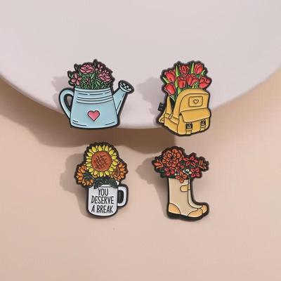 Cartoon Schuh- und Blumenbrosche - Fahrrad Metallabzeichen, Bekleidungszubehör, Kragenanstecknadel, Bemalter Schmuck