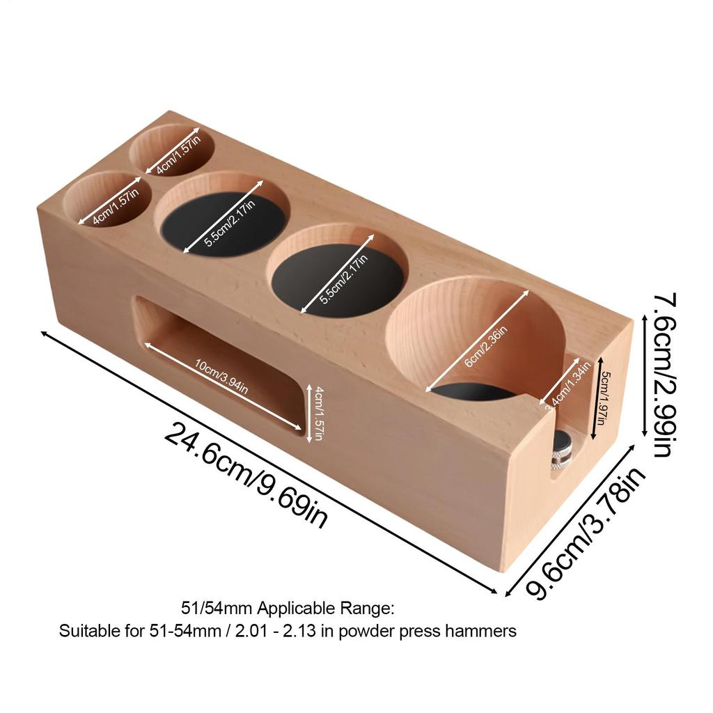 Coffee Tamping Station Espresso Press Hammer Storage Non-Slip Wood Espresso Organizer Stand Coffee Portafilter Tamping Holder