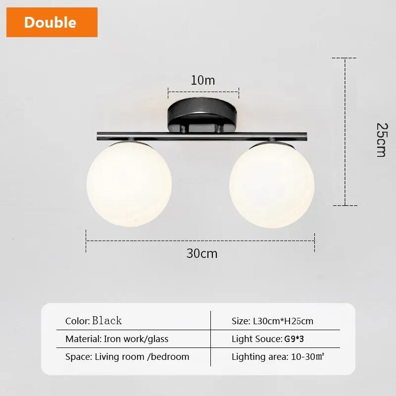 Nordic LED Glass Ceiling Light White Ball Creative Golden Corridor Lamp Entrance Cloakroom Balcony Bedroom Dining Room Lighting