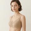 Underwear Mulberry Silk Lined Seamless Adjustment Bra, Lace Trim Palm Cup Push‑Up Side‑Support Brassiere