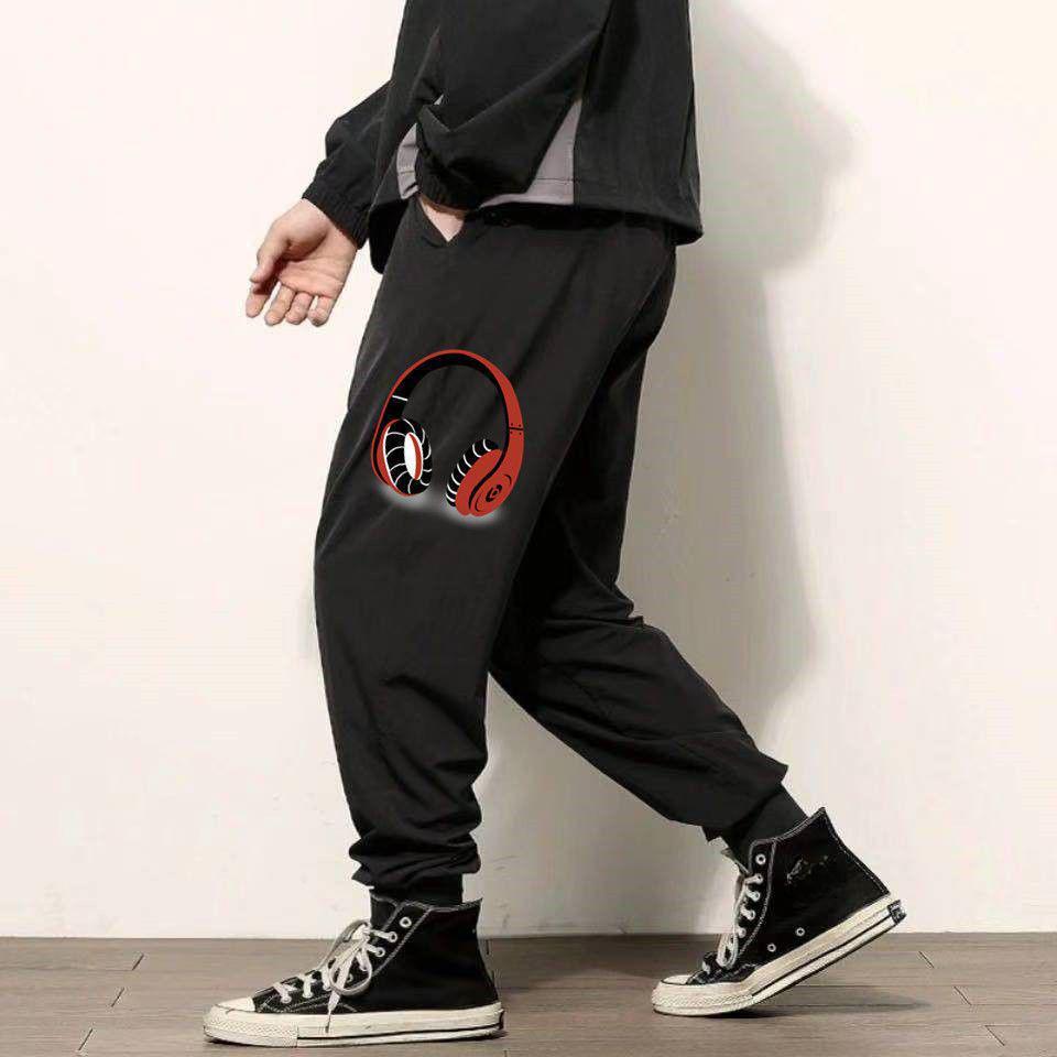 Men's Plus Size Summer Casual Black Harem Sports Pants - Loose, Trendy, Thin