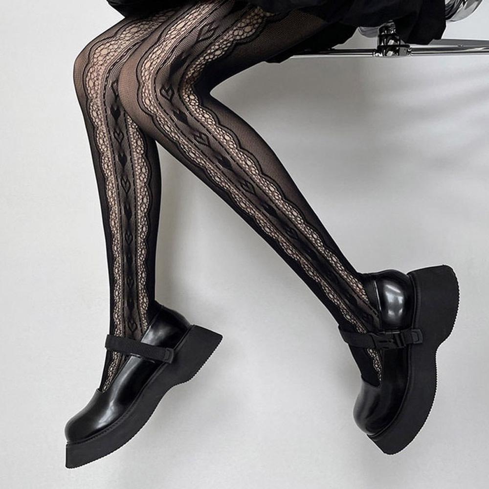 Women Sexy Hosiery Thigh High Mesh Stockings JK Lolita Punk Ladies Girls Hollow Out Fishnet Stockings Y2K Nylon Pantyhose Lolita