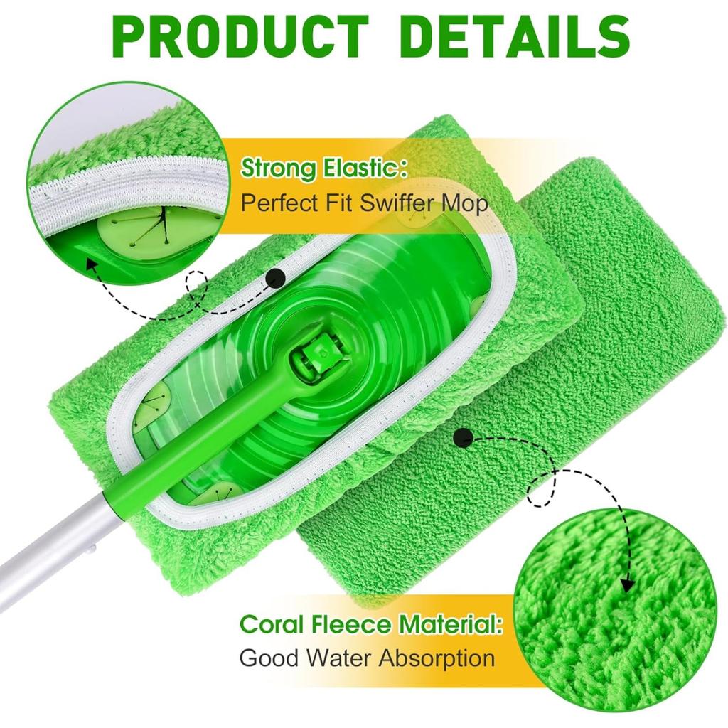 3/5 Stück Wiederverwendbare Mikrofaser-Mopppads Kompatibel mit Kehrwischern, Trockene Kehrtücher & Feuchte Wischpads Nachfüllungen Waschbare Mopppads