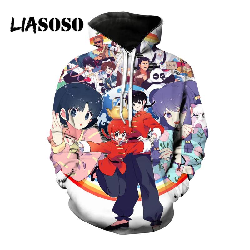 LIASOSO 3D Print Anime Ranma 1/2 Kawaii Tendou Akane Hoodies Women Men's Pullover Streetwear Harajuku Fitness Casual Top Clothes