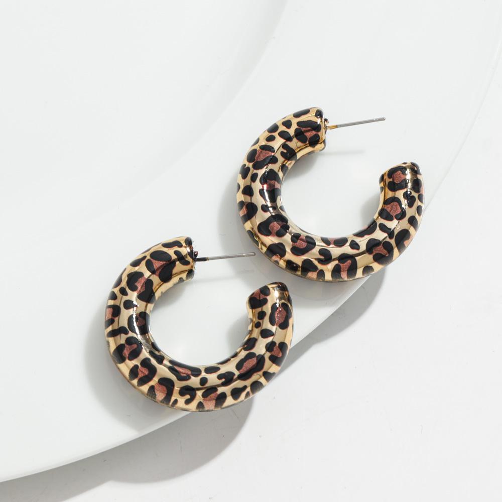 Vintage Leopard Gold Plated Earring Hoops for Women Exaggerated Chunky Geometric Circle Huggies Earrings Statement Jewelry Gifts