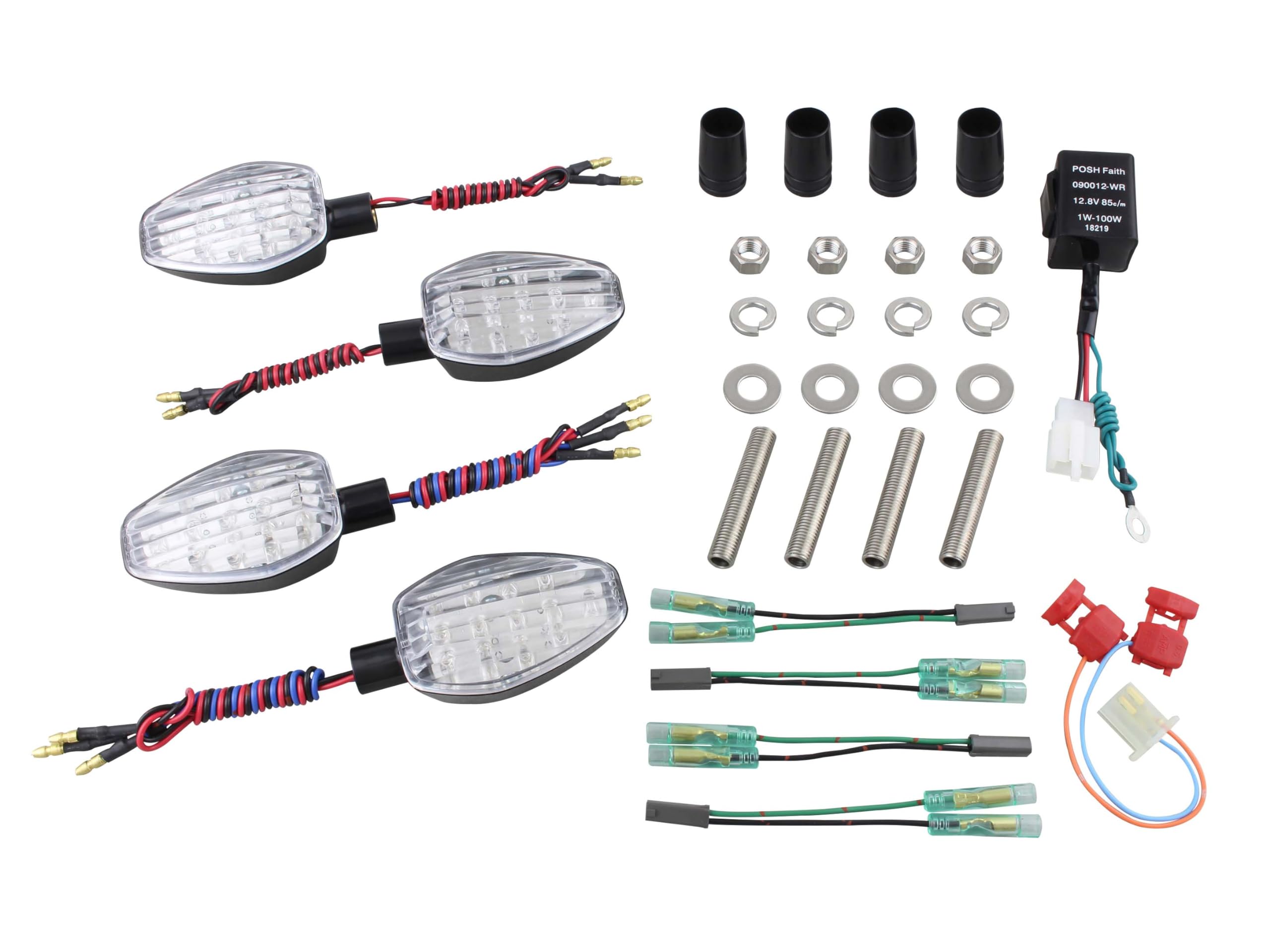 

POSH FAITH Motorcycle LED Turn Signal Set for GSX1400, Black/Clear, 080652-06