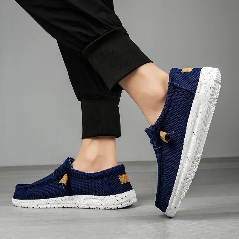 Men Casual Shoes Slip on Canvas Loafers Comfortable Walking Flats for Man Non Slip Soft Moccasins Sneakers Summer