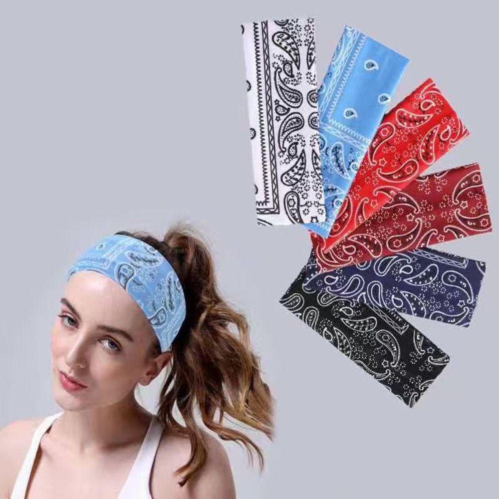 Flower Printed Hair Band Sweat-absorbing Sports Cross Headband Boho Style Wide Hairband