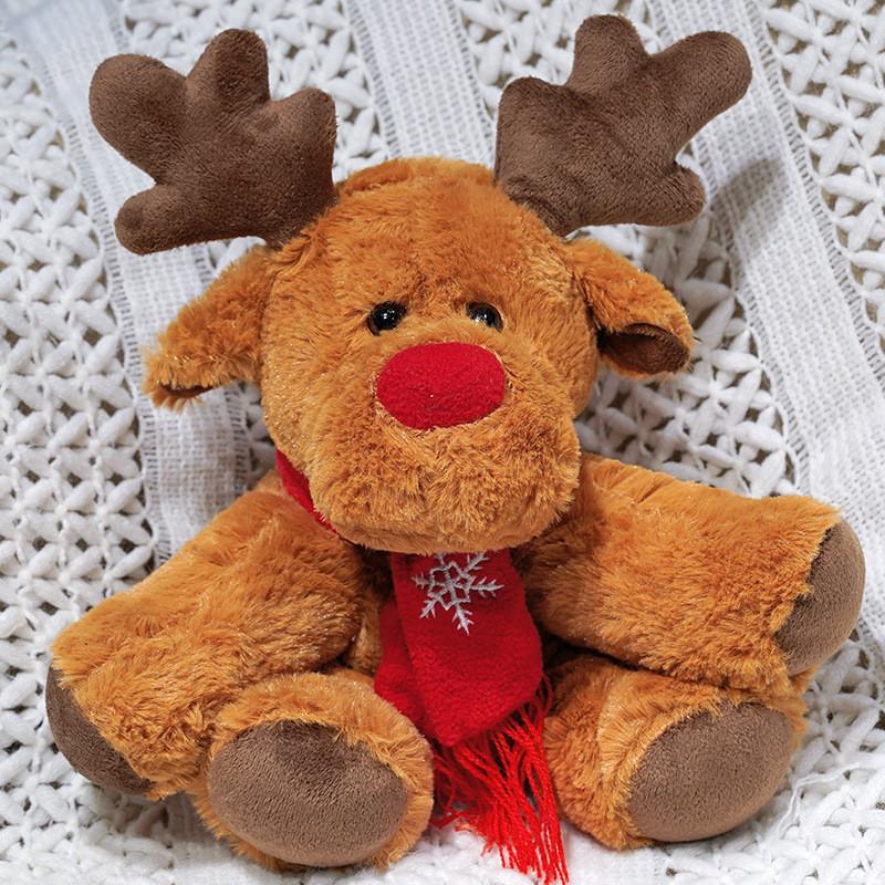 Rudolph Reindeer Plush Toy With Red Scarf For Kids And Collectors
