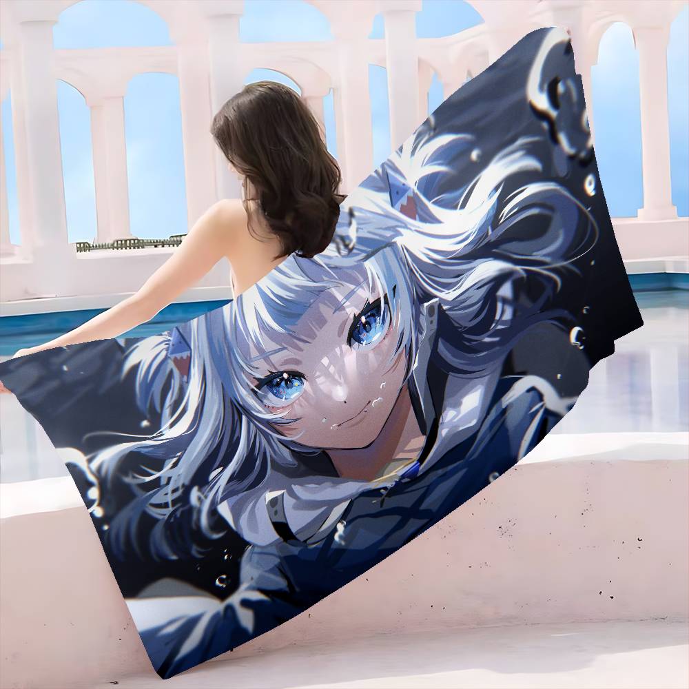 Cartoon Girl G-Gawr G-Gura Big Microfiber Beach Towels Quick Dry Towel Sand Beach Towels Pool Towel for Travel Swim Pool Yoga
