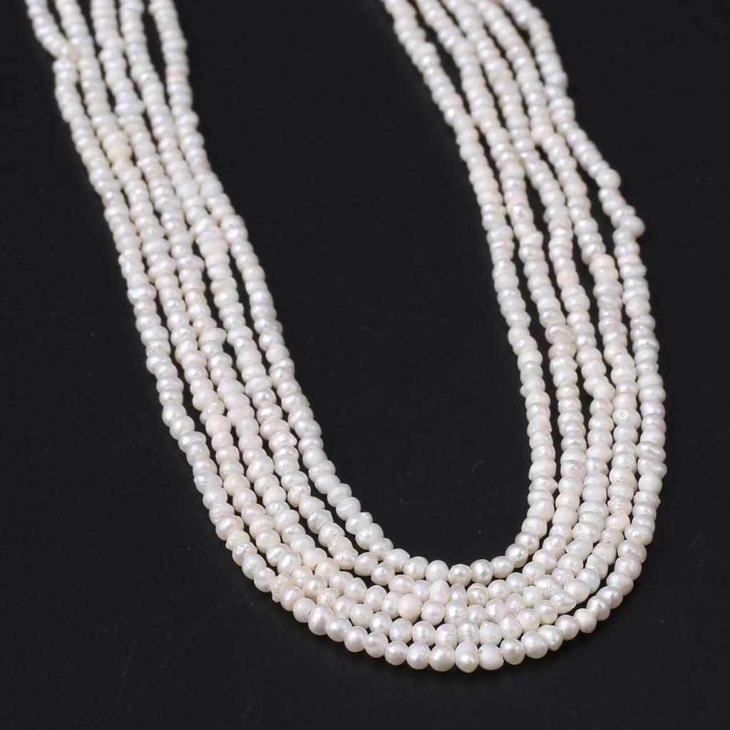 1String, White Natural Freshwater Pearls, Handmade Near Pearl Beads, 1.8-2 Mm, for DIY Necklace Accessories, Jewelry Making, Women Gift, 36 Cm