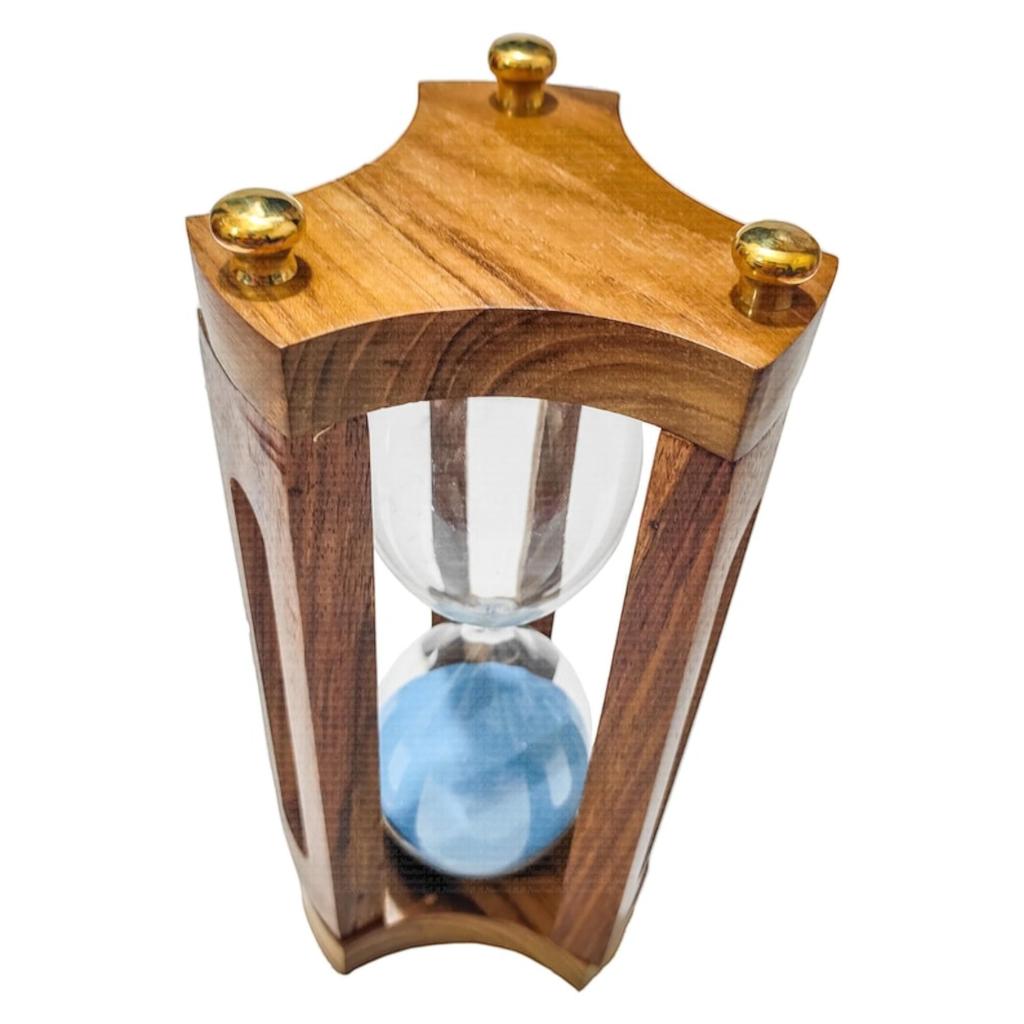 Große 30 Min hölzerne Sanduhr mit Cyanfarbenem Sand, Geschenke für Väter Männer Frauen Senioren Ruhestand Jubiläum, Weihnachtsdeko