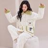 Winter Long Sleeve Thick Warm Flannel Pajama Sets for Women Coral Velvet Cardigan Sleepwear Suit Pyjamas Homewear Luxury Clothes