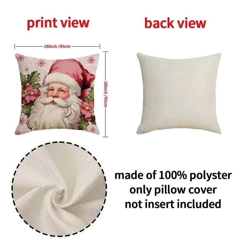 Festive Christmas Pillow Cover Decorative Cushion Case Holiday Sofa Accent Cover for Living Room Winter Holiday Party Home Decor