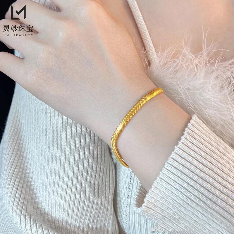 AU999 24K Gold Snake Bone Bracelet for Women: Exquisite Elegance Wrapped Around Your Wrist