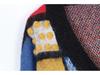 Korean Retro Color Block Plaid Mohair V-Neck Knit Cardigan Sweater with Pom Poms