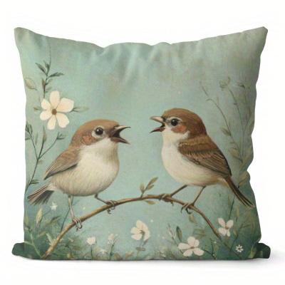 Home Decor Birds & Flowers Pattern Decorative Pillowcase Pattern Cushion Cover Suitable For Sofa Bedroom Car Pillow Cover