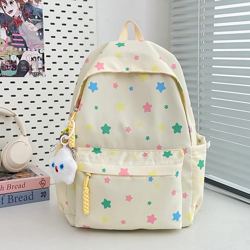 New high-value, fresh and sweet, colored star backpack, high school student large-capacity backpack