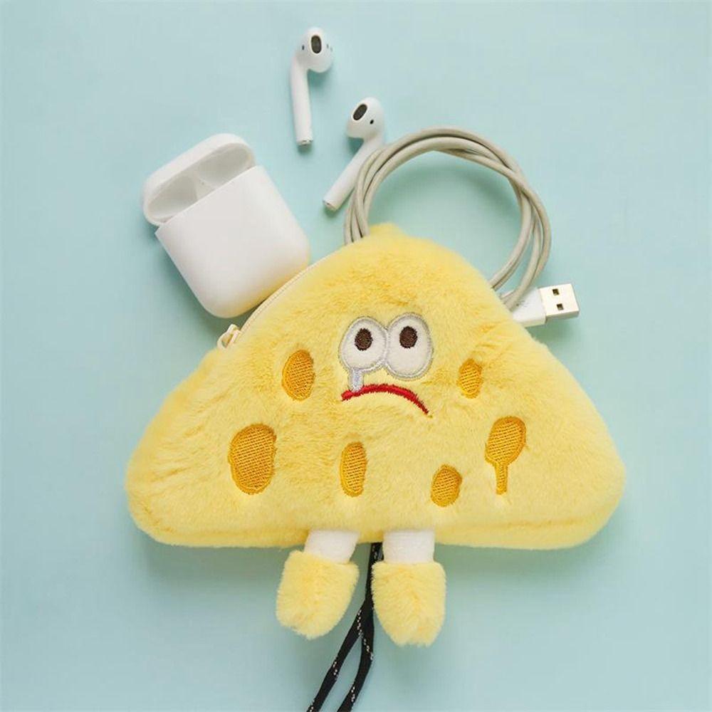 

Маленький кошелек, кошелек для монет с сыром, тканевый подвесной кошелек на шею, милый треугольный плюшевый кошелек для ребенка