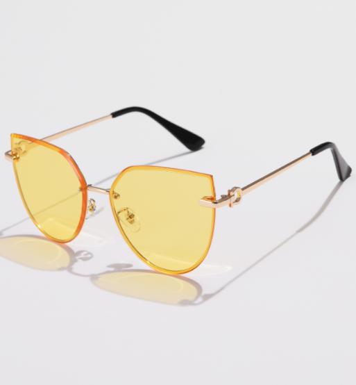 High-Quality Fashion Ladies Cat Eye Rimless Sunglasses Women  Vintage Gradient Sun Glasses For Female Outdoor Sunscreen Eyeglasses