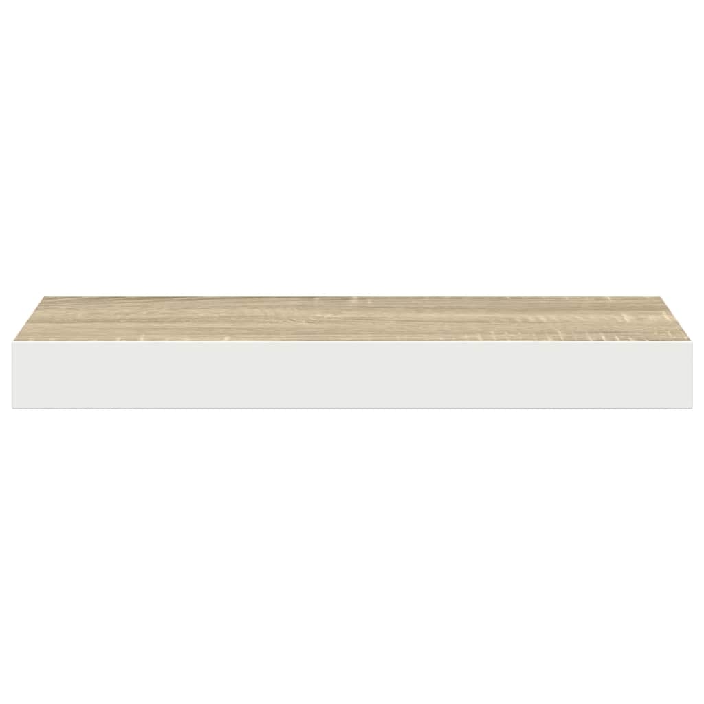 Vidaxl Wall Shelves, 2 Pcs, Oak Color and White, 50X23X3.8 Cm, Mdf