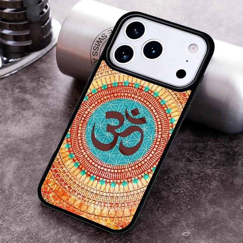 Aum om Namaste symbol floral zen yoga Phone Case For iPhone 17 16 15 14 13 12 11 Pro Max Plus 17Air Soft Silicone Cover