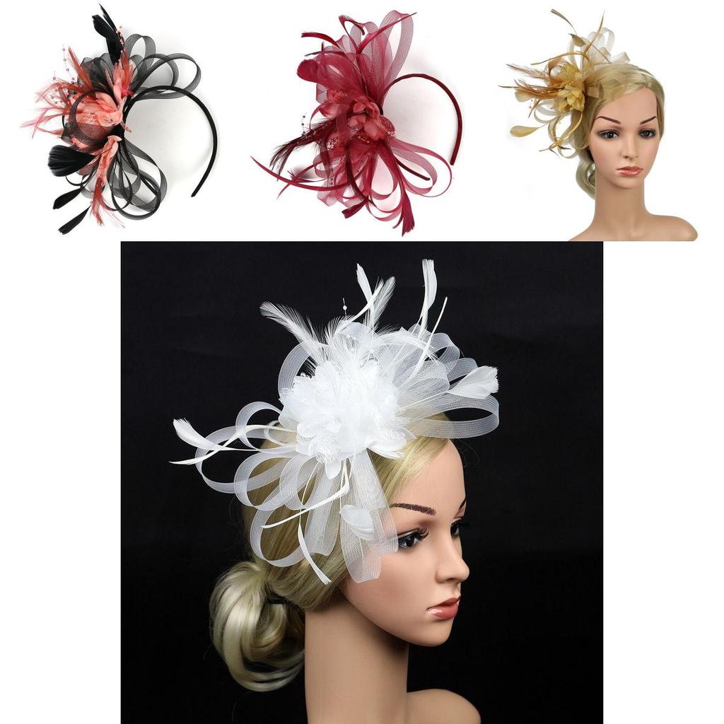 Bandeau élégant à plumes florales pour accessoires de cheveux pour femmes