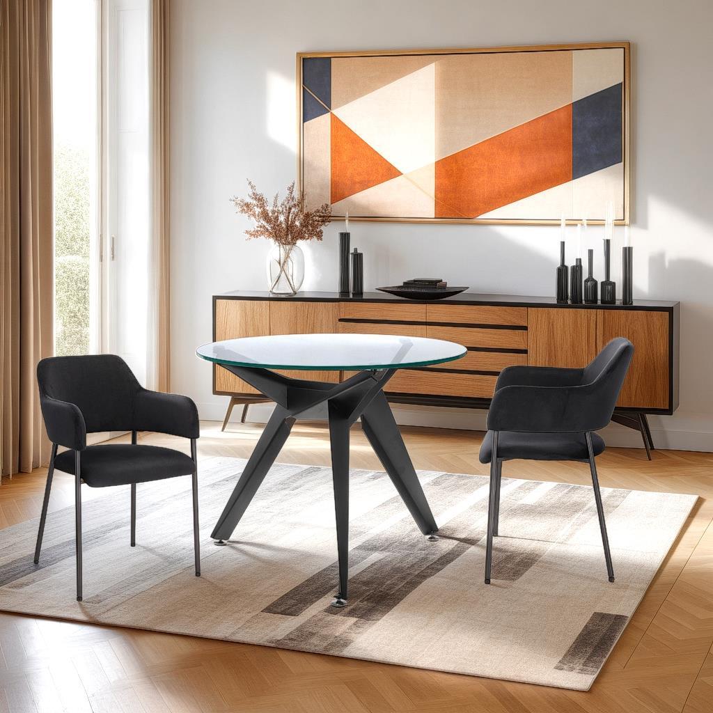 Troy Table Glass Tabletop Round 90 Cm Transparent/Black