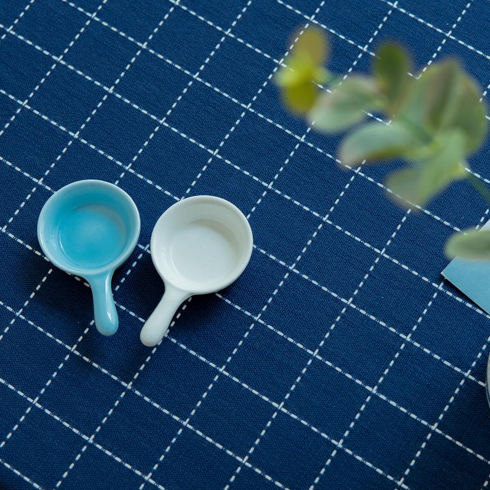 Home Dining Table Cloth Small Fresh Tassel Square Grid Tablecloth Living Room Dining Table Fabric Table Mat