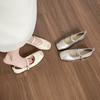 Beautiful shallow single shoes women's square head flat ballet shoes evening Mary Jane shoes