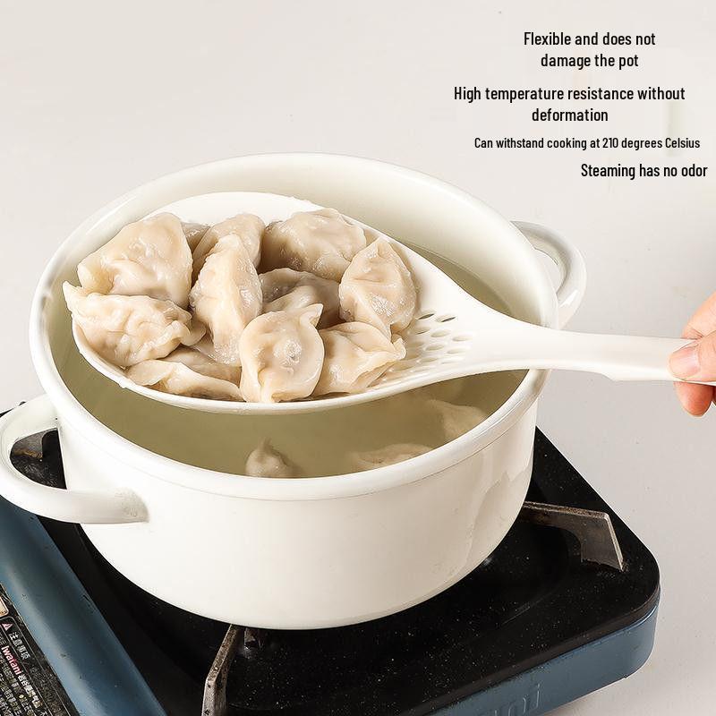 Silicone Colander Ladle for Dumplings, Eggs & Noodles - Heat Resistant Large Mesh Spoon