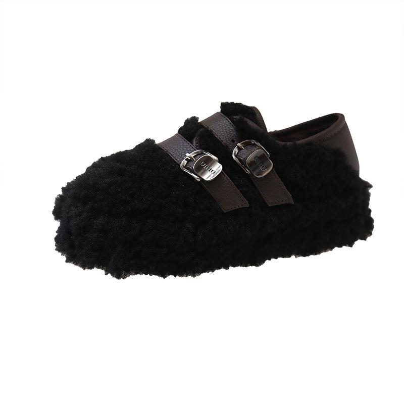 

Internet celebrity Mao Mao shoes women wear 2025 autumn and winter new thick-soled versatile one-pedal bean velvet cotton shoes 35