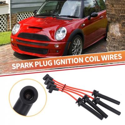 Pack of 4 Spark Plug Wire Ignition Coil Cable for Mini Cooper 1.6L L4 2002-2008