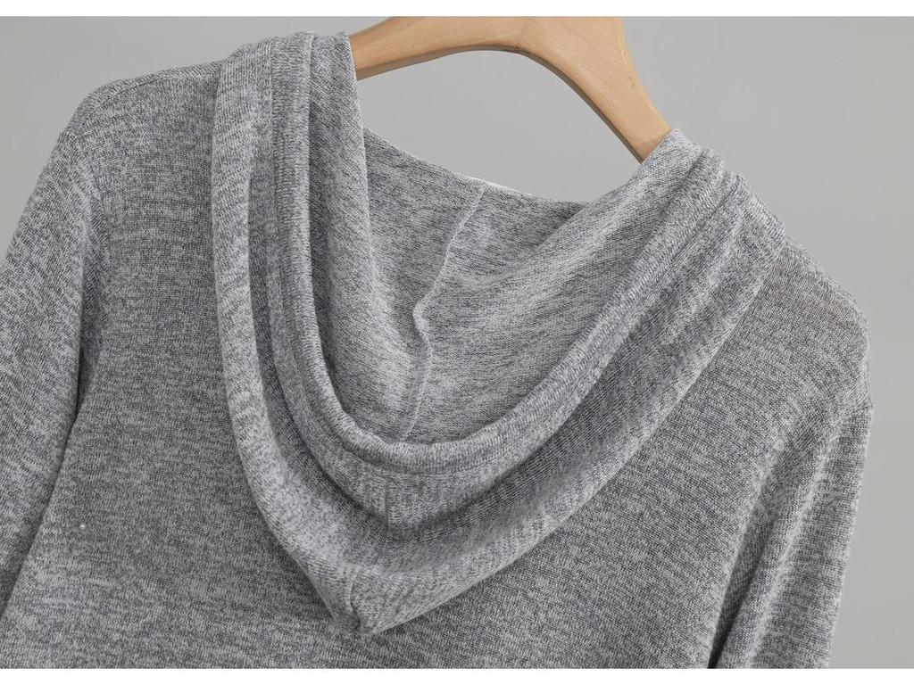 Women's Slimming High Elasticity Knitted Hoodie - Autumn/Winter Style, Warm Long Sleeve Casual Top