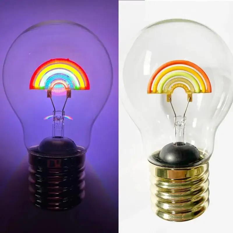 

Heart/Rainbow Shape Edison Bulb Usb Filament 5v Lights E40 Lamp Light Rechargeable Creative Night Children Handheld For Table