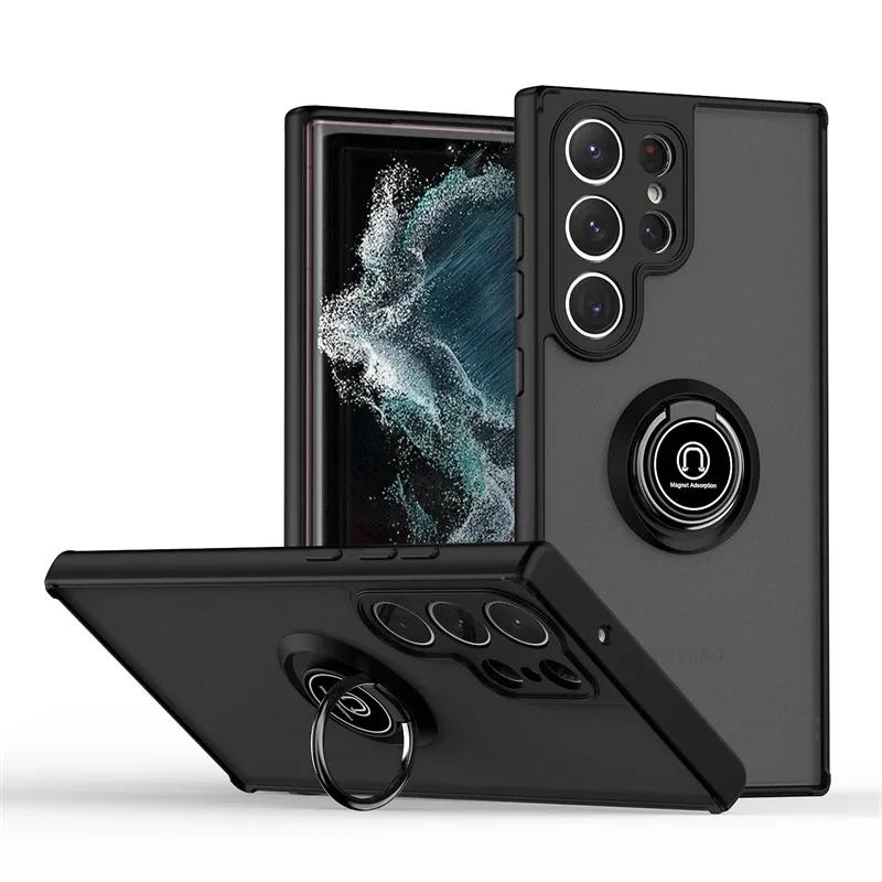 

Магнитный матовый чехол-держатель для телефона Samsung Galaxy S24 S23 S22 S21 S20 Fe S10 Note 20 Ultra 10 Plus противоударный чехол Funda S24 Ultra&Case for Samsung чёрный