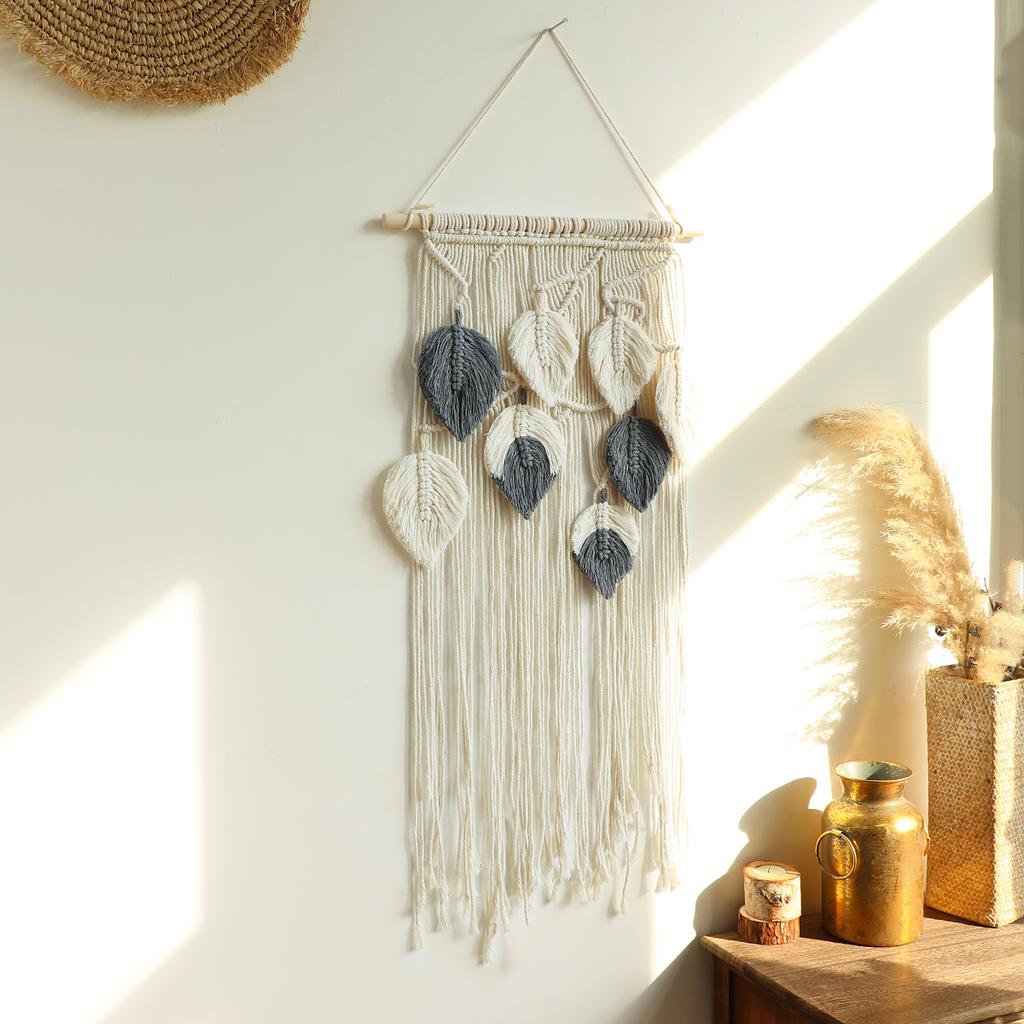 Wall Macrame Tapestry Leaf Bohemian Home Decor Woven Tassels Wall Hanging Nordic Home Decoration Living Room Decors Aesthetic