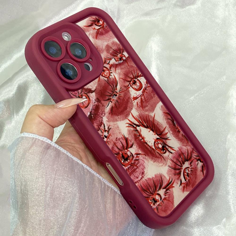JT20 Artist Lipstick Eyeballs Fine Art Realme 14 15 Huawei P40 Honor 70 90 Infinix Tecno Itel Motorola Google All Model Angel Eyes Soft TPU Phone Case
