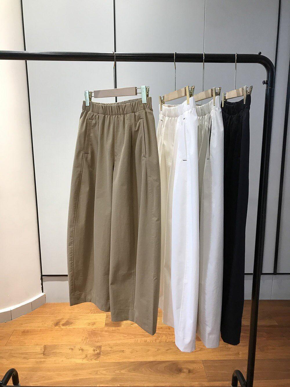 

Triangle Mark: Comfortable High-Waisted Wide-Leg Pants - Loose, Slimming Cocoon Shape for Casual Wear M хаки