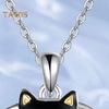 Women Necklace Hook Earrings Black Cat in Cup Shape Adjustable Necklace Birthday Anniversary Gift Alloy Neck Ear Jewelry for Daily Wear Parties