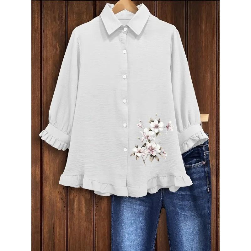QICED Women's Fashion Casual Long Sleeve POLO Neck Blouses & Shirts Casual Chic