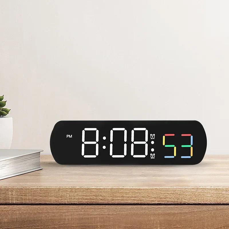 Multifunctional Large Digital Alarm Clock with Mirror Display Loud Alarm Tabletop Design and Jump Seconds Function for Bedrooms