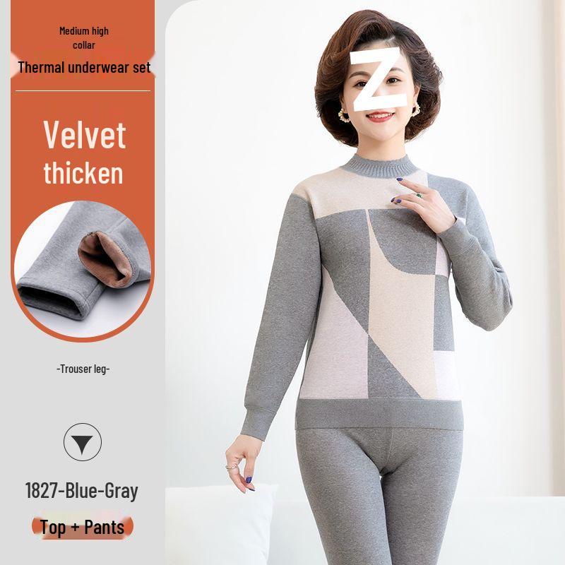 Women's Warm Fleece Set for Mid-Aged and Elderly: Cozy Winter Underwear for Mothers and Grandmothers