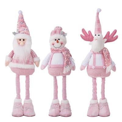 Teleskopische Weihnachtsfigur Plüschdekorationen Pailletten Weihnachtsmann Schneemann Elch Plüschfiguren Dekorationen Feiertagsdekorationen