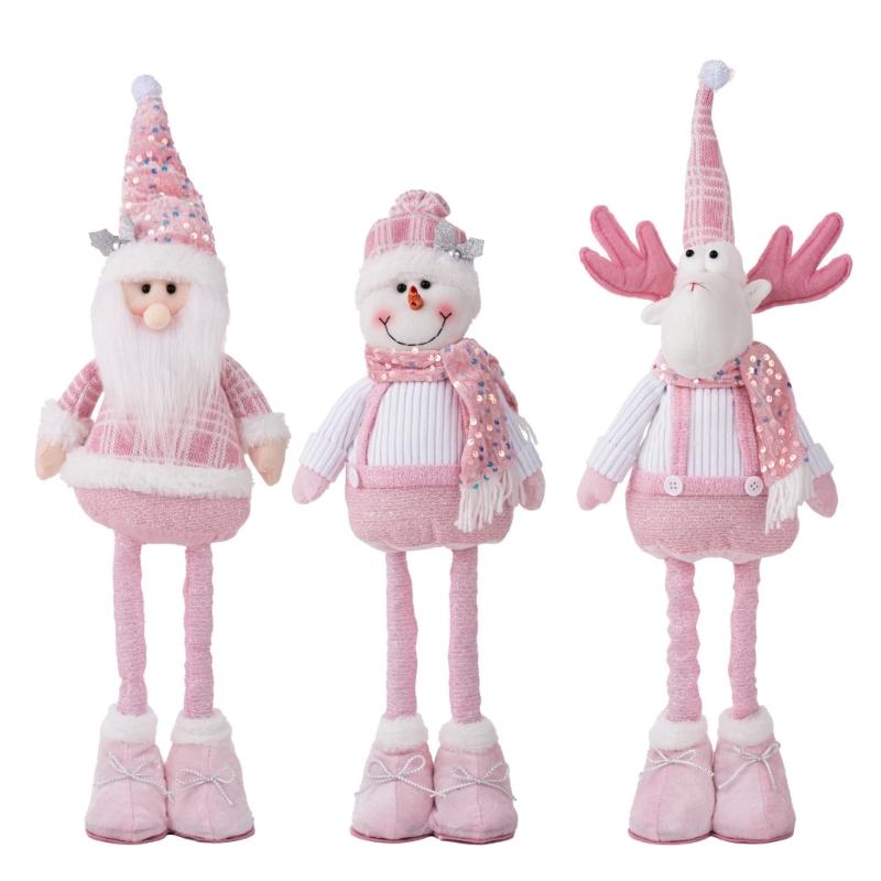 Teleskopische Weihnachtsfigur Plüschdekorationen Pailletten Weihnachtsmann Schneemann Elch Plüschfiguren Dekorationen Feiertagsdekorationen