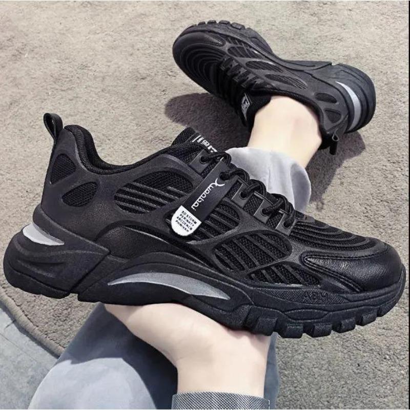 Breathable Soft-soled Outdoor Sneakers Men's Lace-up Shoes Spring and Autumn Round Head Fashion Mesh Men's Shoes
