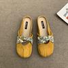 Fashion Elegant Ballet Flat Shoes Soft Fairy Style Velvet Mary Janes French Vintage Leisure Rubber Sole Adult Footwear from Mainland