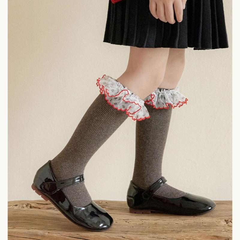 Lace Ruffle Socks Calf Socks for Teen Girls 3-13 Year Long Leg Warmer Knee Stockings Fashion Children Socks