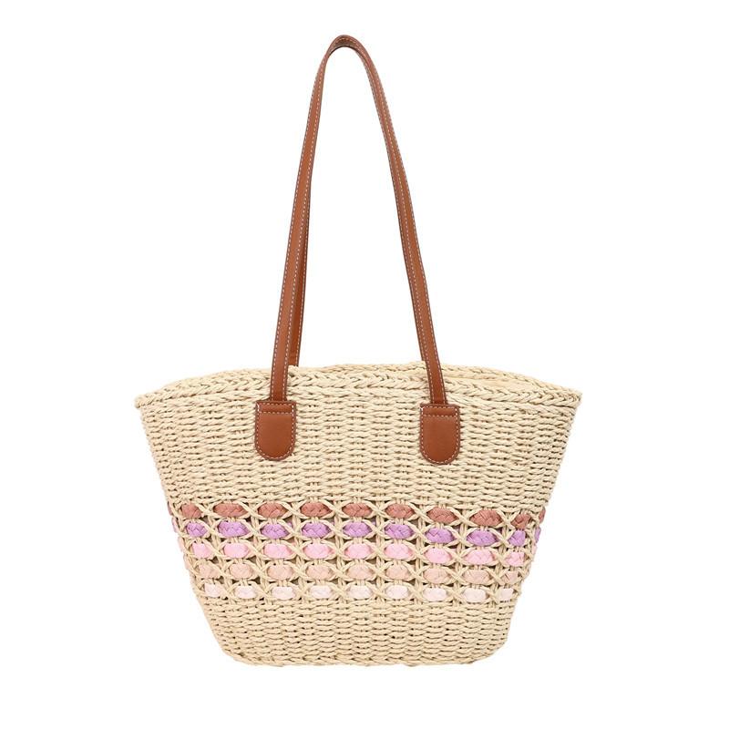 Einfache und vielseitige Damen-Strandtasche Sommer neue Stroh-Webtasche Damen große Kapazität Strandurlaub Webtasche