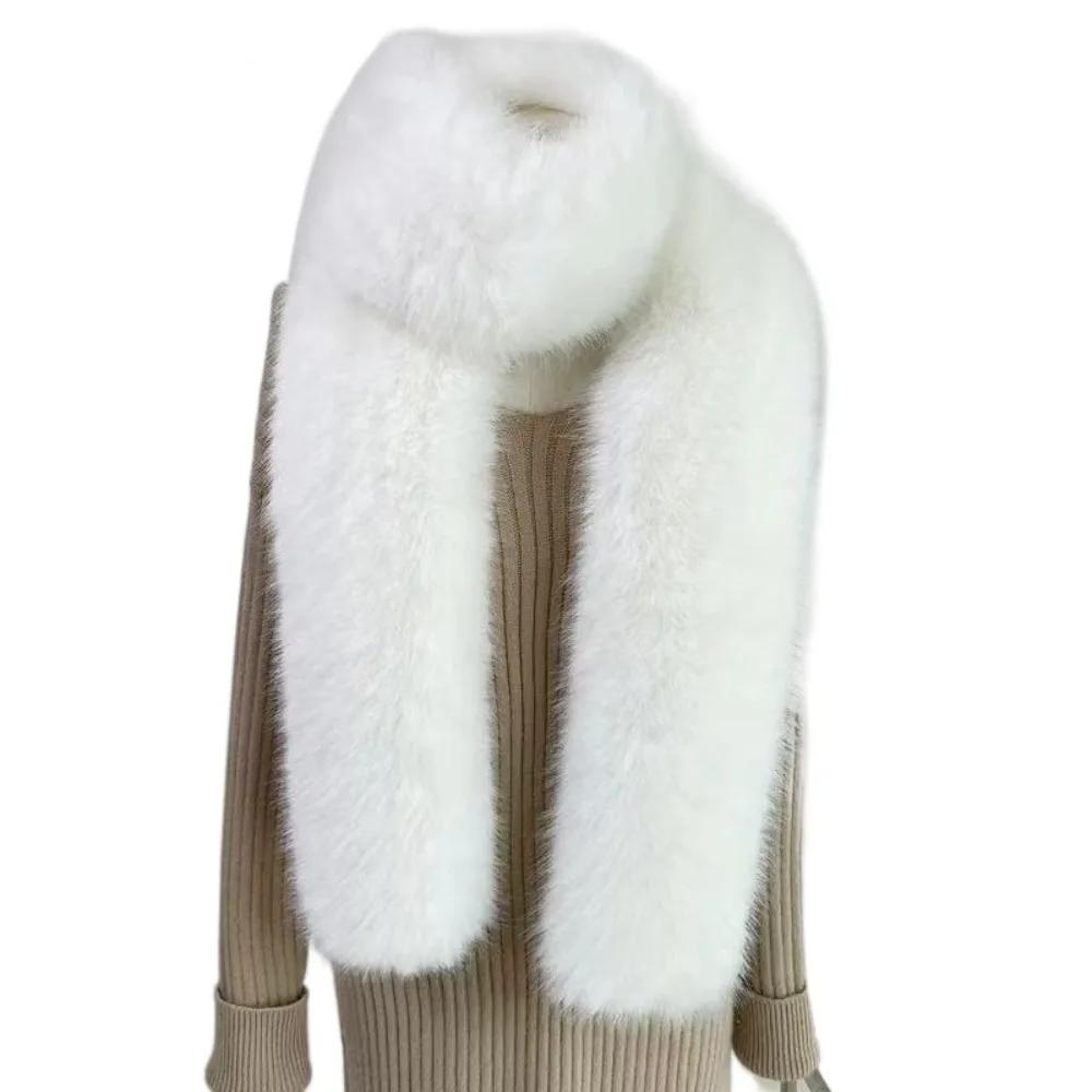 Fashionable 179*12cm Fake Fur Long Scarf Thick Soft Long Strip Scarf Fur Decor Winter Fluffy Scarf for Women Men Outdoor